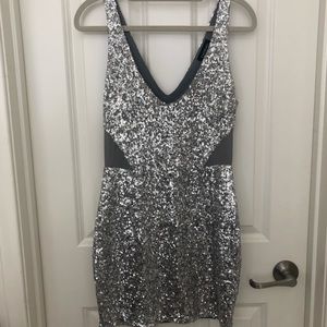 Bebe Silver Sequin Dress